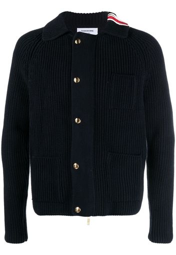 Thom Browne ribbed-knit zip-up cardigan - Blu