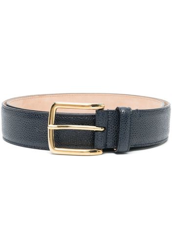 Thom Browne 4-Bar stripe pebbled leather belt - Blu