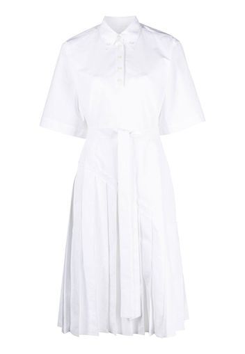 Thom Browne asymmetrical pleated shirtdress - Bianco