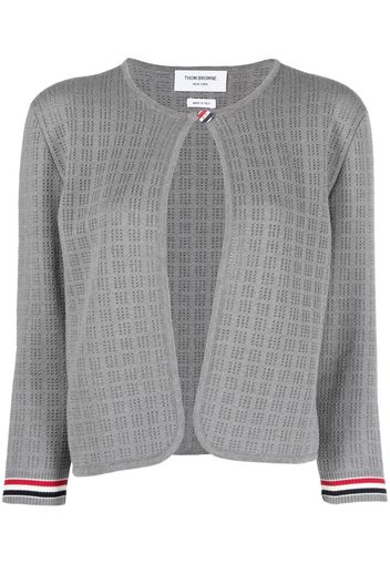 Thom Browne grid-stitch cropped cardigan - Grigio