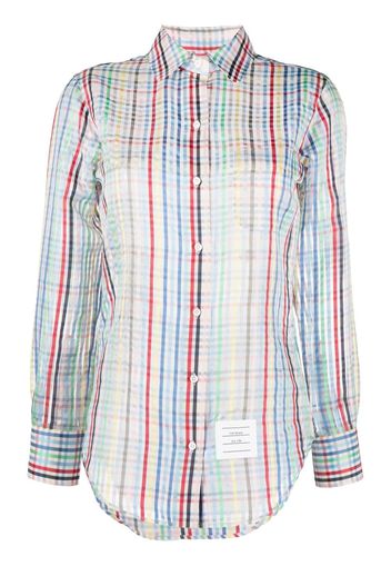 Thom Browne micro gingham silk organza shirt - Multicolore