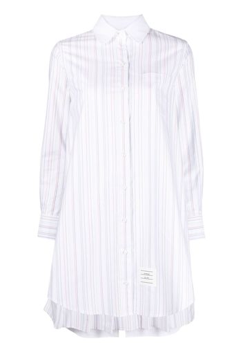 Thom Browne striped pleat-detail shirtdress - Bianco