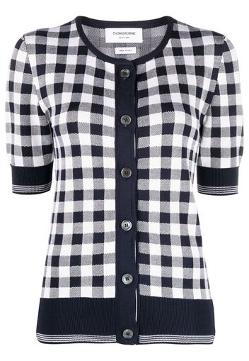 Thom Browne gingham-jacquard short-sleeved cardigan - Blu