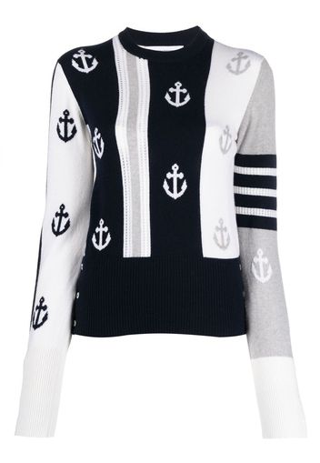 Thom Browne anchor print cashmere jumper - Bianco