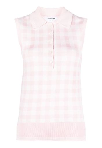 Thom Browne gingham silk knitted vest - Rosa