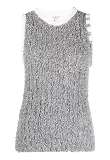 Thom Browne pointelle bouclé 4-Bar vest - Grigio