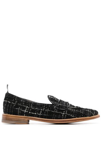 Thom Browne plaid tweed penny loafers - Nero