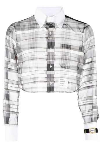 Thom Browne Camicia crop a quadri - Grigio