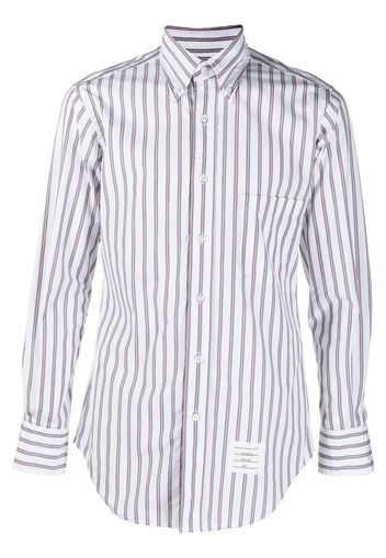 Thom Browne logo-patch striped shirt - Bianco