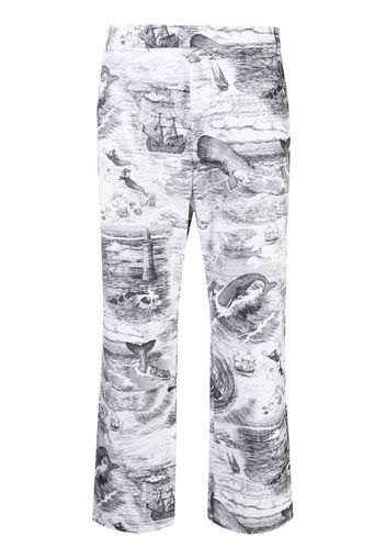 Thom Browne Pantaloni crop con stampa - Nero