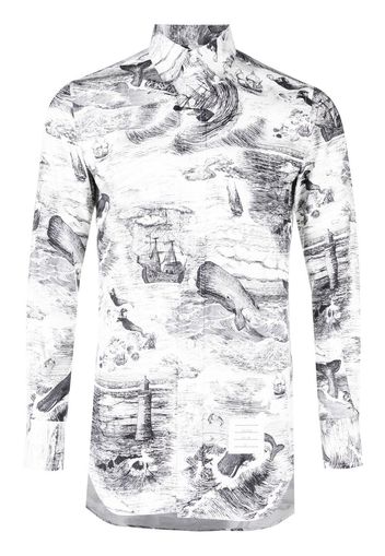 Thom Browne Camicia con stampa nautica - Nero