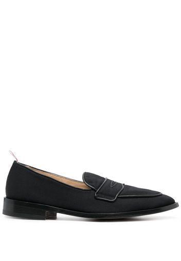 Thom Browne VARSITY PENNY LOAFER W/ FLEXIBLE LEATHER SOLE IN GROSGRAIN FABRIC - Nero