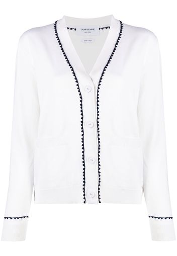 Thom Browne Cardigan con scollo a V - Bianco