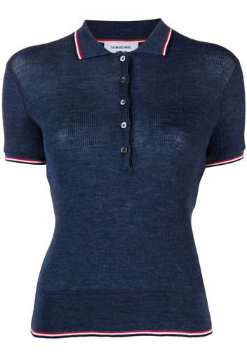 Thom Browne Polo con bordo a righe - Blu