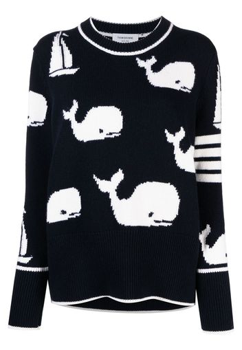 Thom Browne Maglione girocollo Whale Sail Boat - Blu