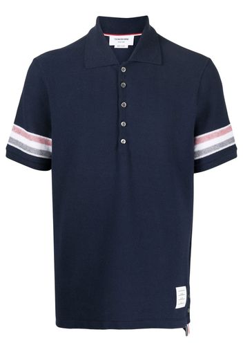 Thom Browne chest logo-patch polo shirt - Blu