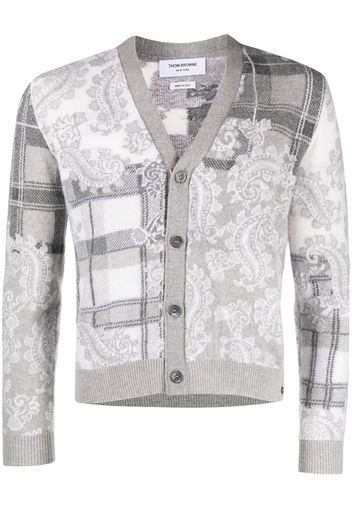 Thom Browne Cardigan con effetto jacquard - Grigio