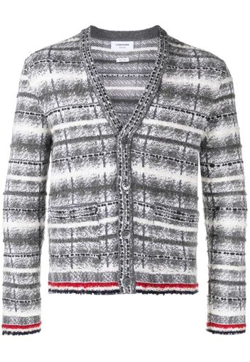 Thom Browne Cardigan Tartan Check Inlay con motivo jacquard - Grigio