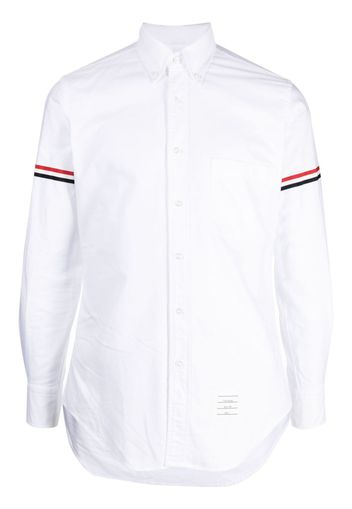 Thom Browne CLASSIC FIT SHIRT W/ RWB GROSGRAIN ARMBANDS IN OXFORD - 100 WHITE