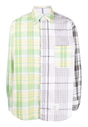 Thom Browne colourblock plaid shirt - Grigio