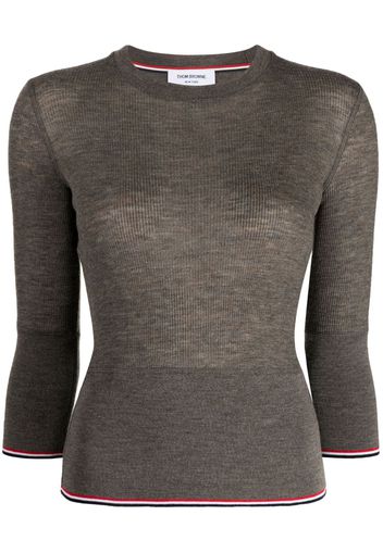 Thom Browne Maglione crop RWB a coste - Marrone