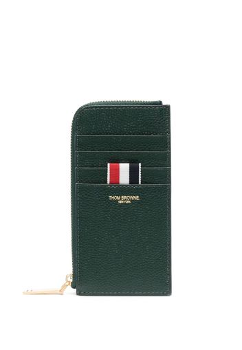 Thom Browne zip-up leather card holder - Verde