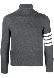 Thom Browne CLASSIC TURTLE NECK PULL OVER WITH WHITE 4-BAR STRIPE IN CASHMERE - Grigio