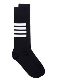 Thom Browne Over The Calf Socks With White 4-Bar Stripe In Lightweight Cotton - Blu