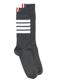 DARK GREY COTTON MID-CALF WHITE 4-BAR SOCKS