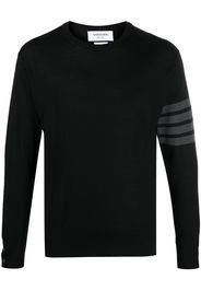 Thom Browne CLASSIC CREWNECK PULLOVER W/ BAR STRIPE IN FINE MERINO WOOL - 001 BLACK