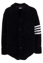 Thom Browne LEATHER OVERSIZED SHIRT JACKET W/ 4BAR IN DYED SHEARLING - Blu