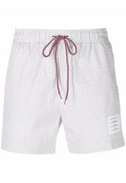 Thom Browne seersucker logo-patch swim shorts - Grigio