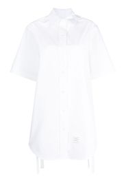 Thom Browne THIGH LENGTH S/S SUPERSIZED GATHERED SIDE SEAMS SHIRT DRESS IN HEAVY POPLIN - Bianco