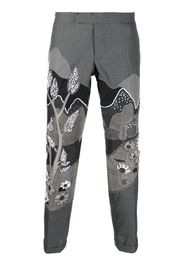 Thom Browne Pantaloni sartoriali con ricamo - Grigio