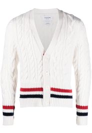 Thom Browne RWB cable-knit V-neck cardigan - Bianco