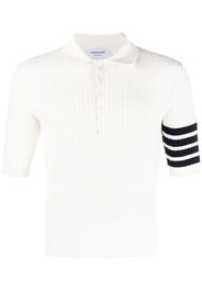 Thom Browne 4-Bar cable-knit ribbed polo shirt - Bianco