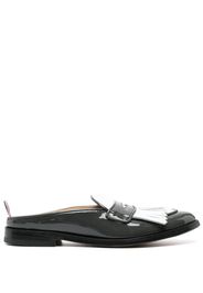 Thom Browne fringe-detail patent-leather mule loafers - Grigio