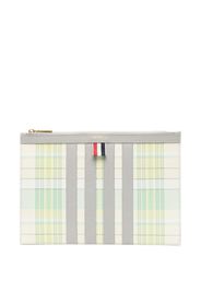 Thom Browne plaid-check print clutch bag - Verde