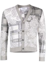 Thom Browne Cardigan con effetto jacquard - Grigio