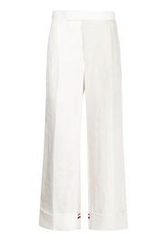 Thom Browne turn-up linen trousers - Bianco