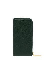 Thom Browne logo-stamp leather card holder - Verde