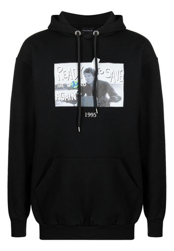 Throwback. graphic print pullover hoodie - Nero