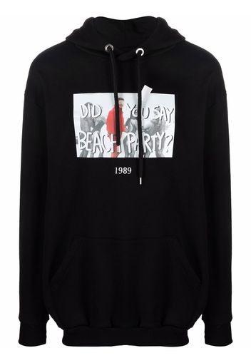 Throwback. graphic-print cotton hoodie - Nero