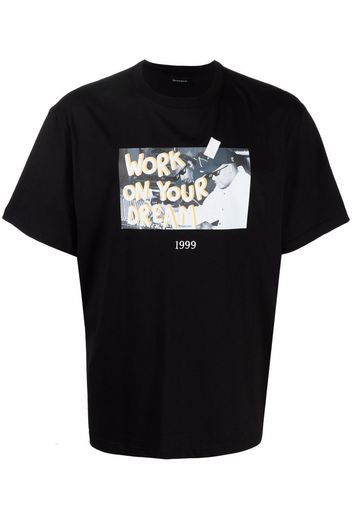 Throwback. slogan-print cotton T-shirt - Nero