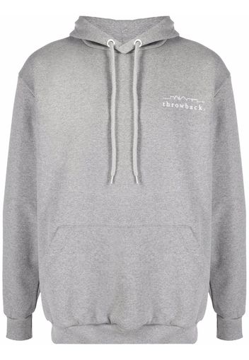 Throwback. logo-print cotton hoodie - Grigio