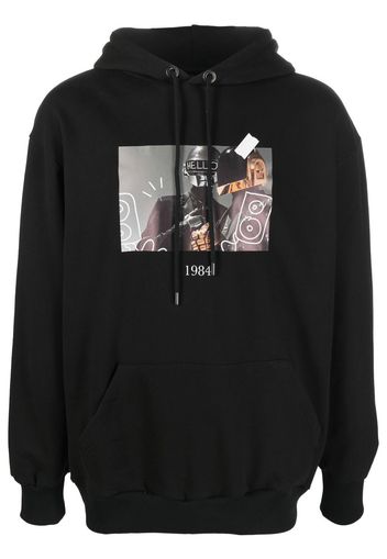 Throwback. graphic-print cotton hoodie - Nero