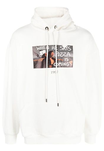 Throwback. graphic-print cotton hoodie - Bianco