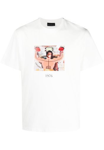 Throwback. Balboa painterly-print T-Shirt - Bianco