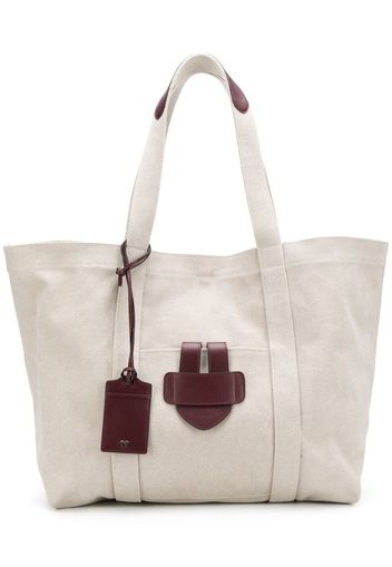 Borsa tote con dettagli in pelle