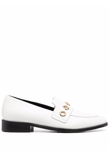 Tila March Oxford eyelet-embellished leather loafers - Bianco